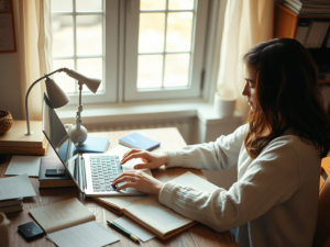 een-vrouwelijke-schrijver-die-de-laatste-fase-van-haar-boek
